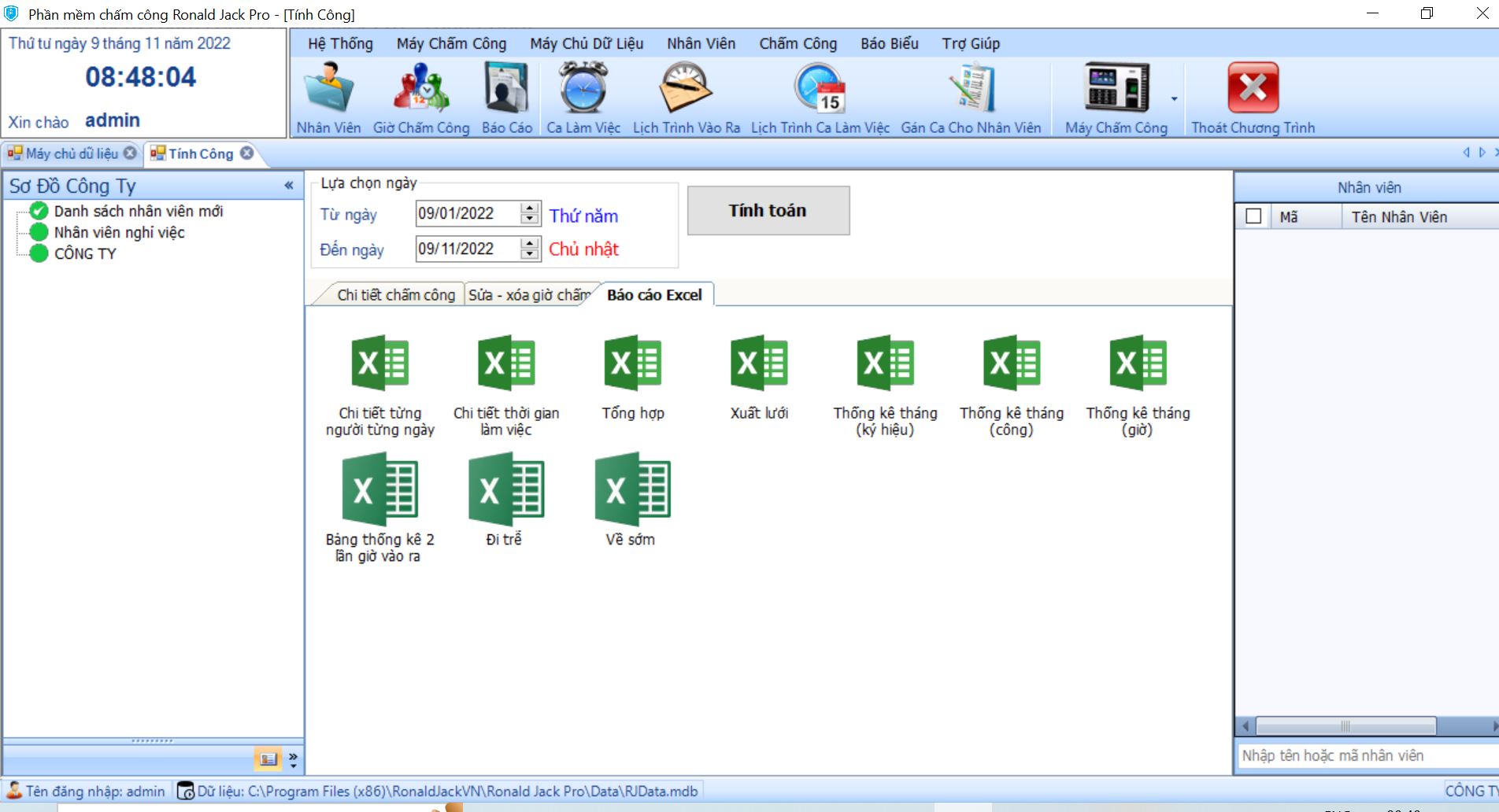Phần mềm chấm công Ronald Jack Pro